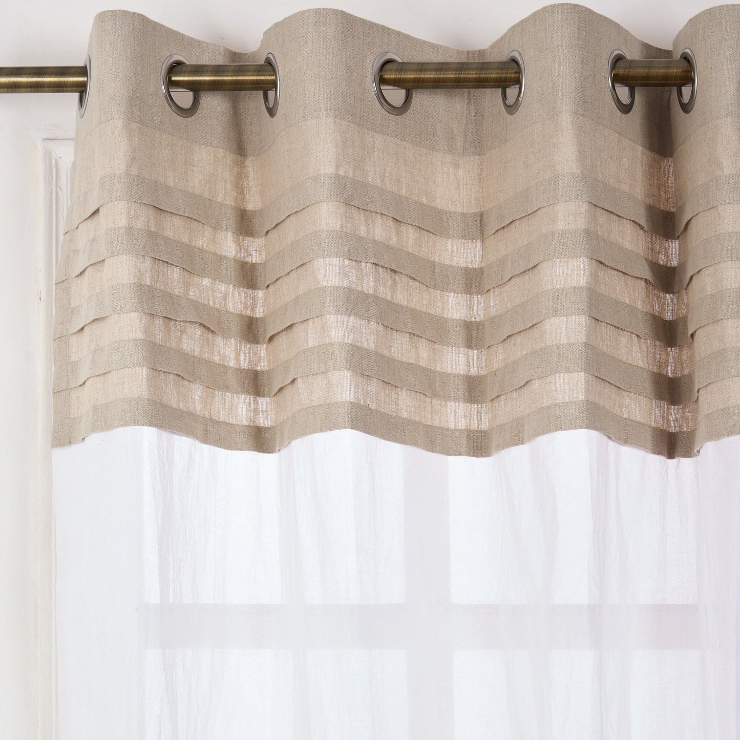 LINEN & ORGANDY curtain - Linen pletes with organdy panel, sizes available