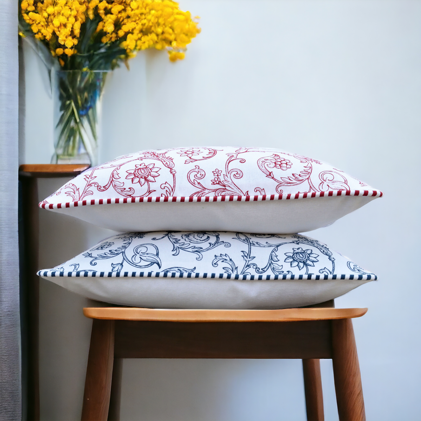 Blue Swirl print pillow cover, cotton cushion cover