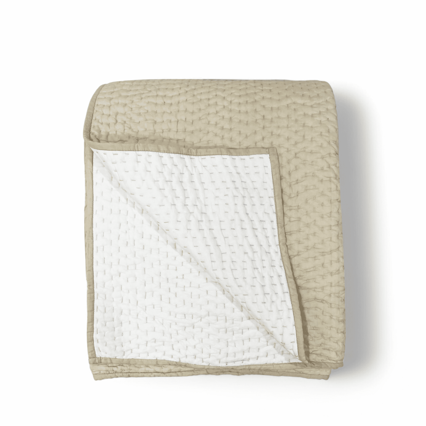SANDSTONE colour handmade Kantha cotton Quilted bed set, Sizes available