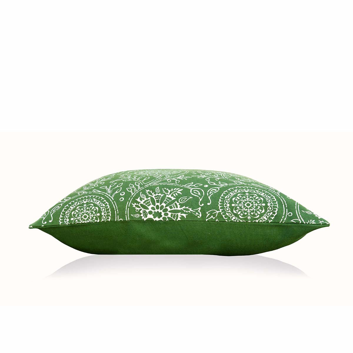 Green throw pillow cover, Kalamkari print cushion cover