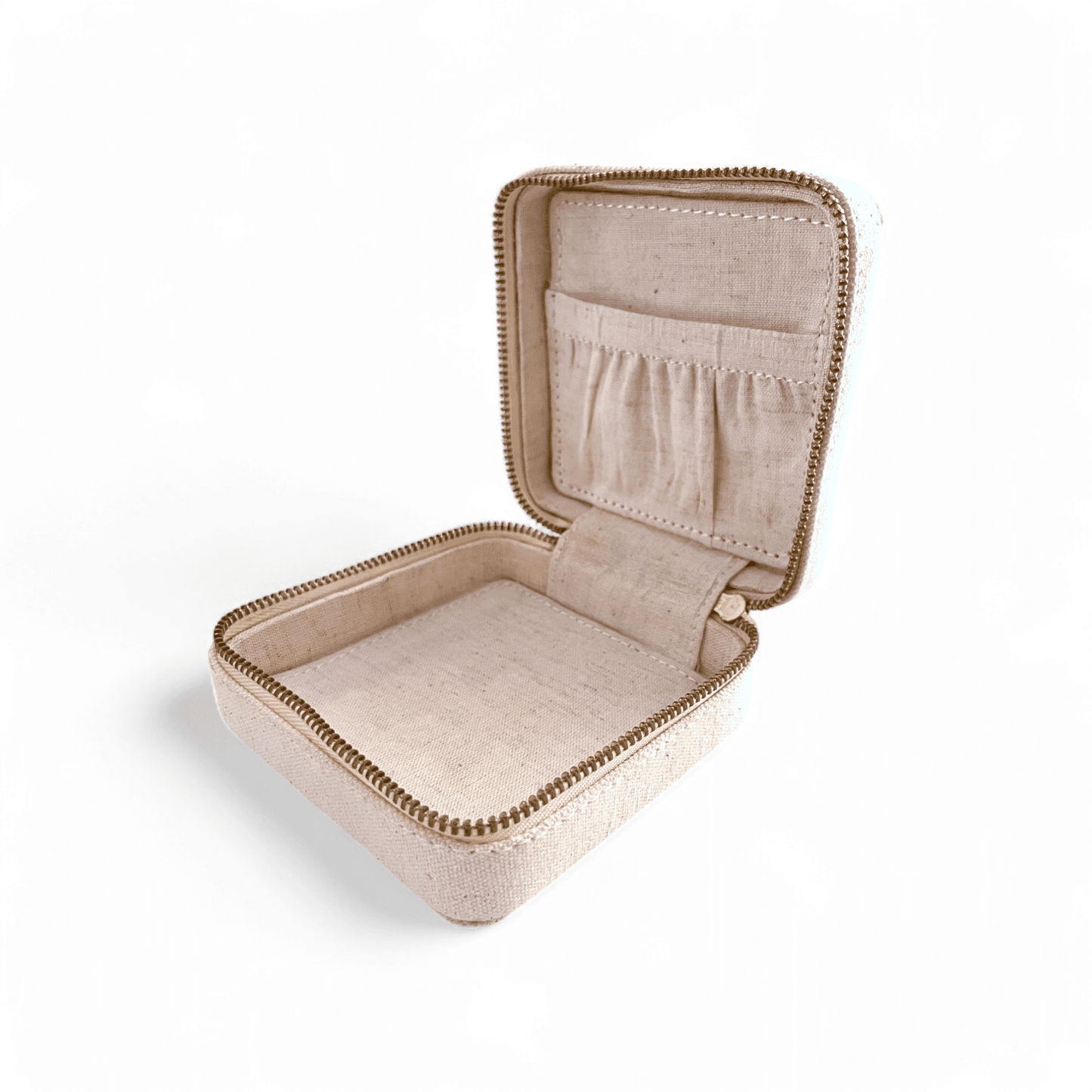Natural Canvas Small Square box with 2 linen pouches