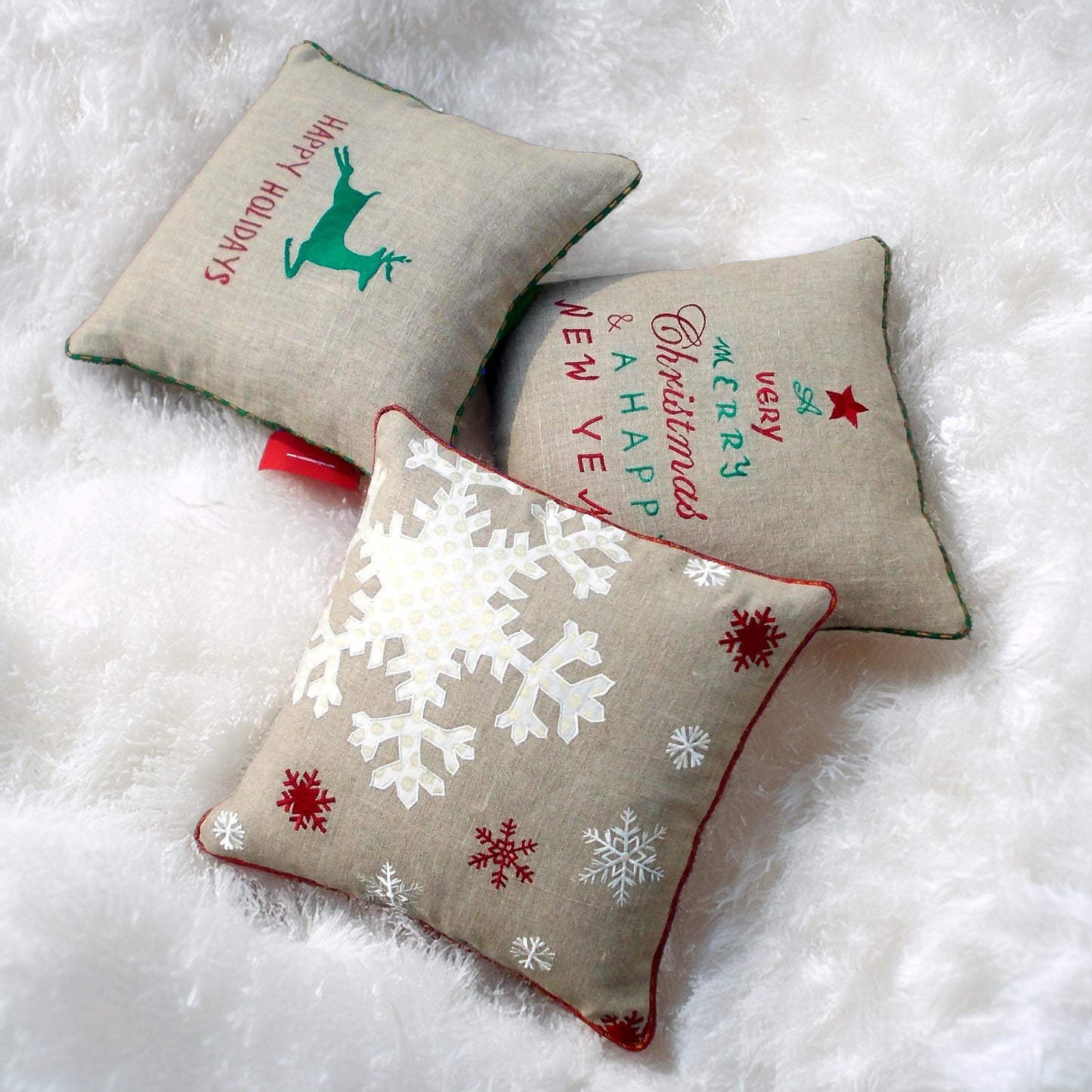 Christmas snowflake cushion cover, linen pillow cover - Vliving