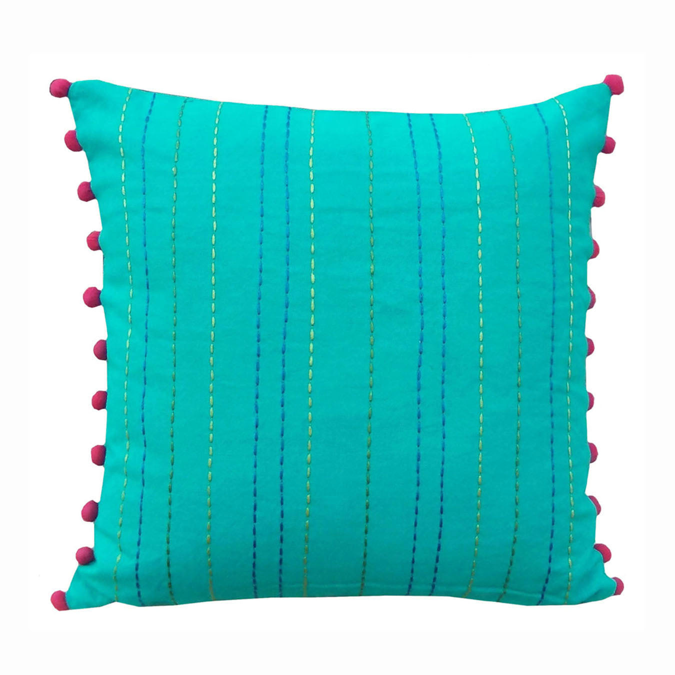 Stylized Floral Aqua - Embroidered Cushion Cover - Vliving
