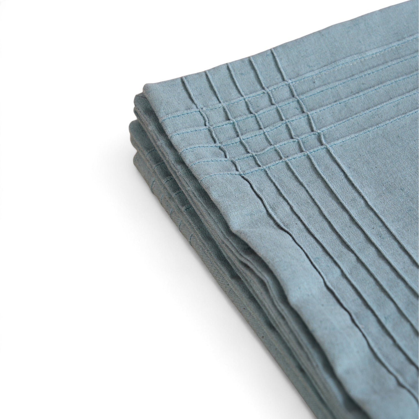 AMOUR - Solid Duck Egg linen table cloth with pintuck border