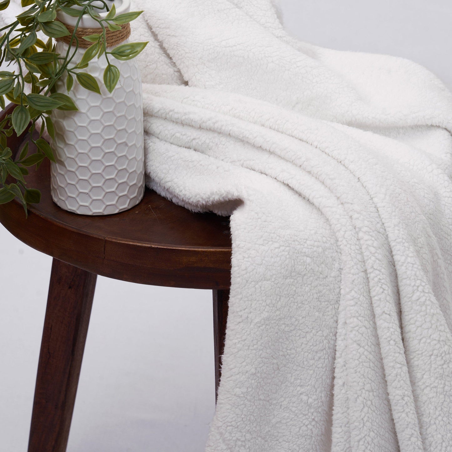 Snow white colour PARKA faux fur Throw blanket, 50X60 inches
