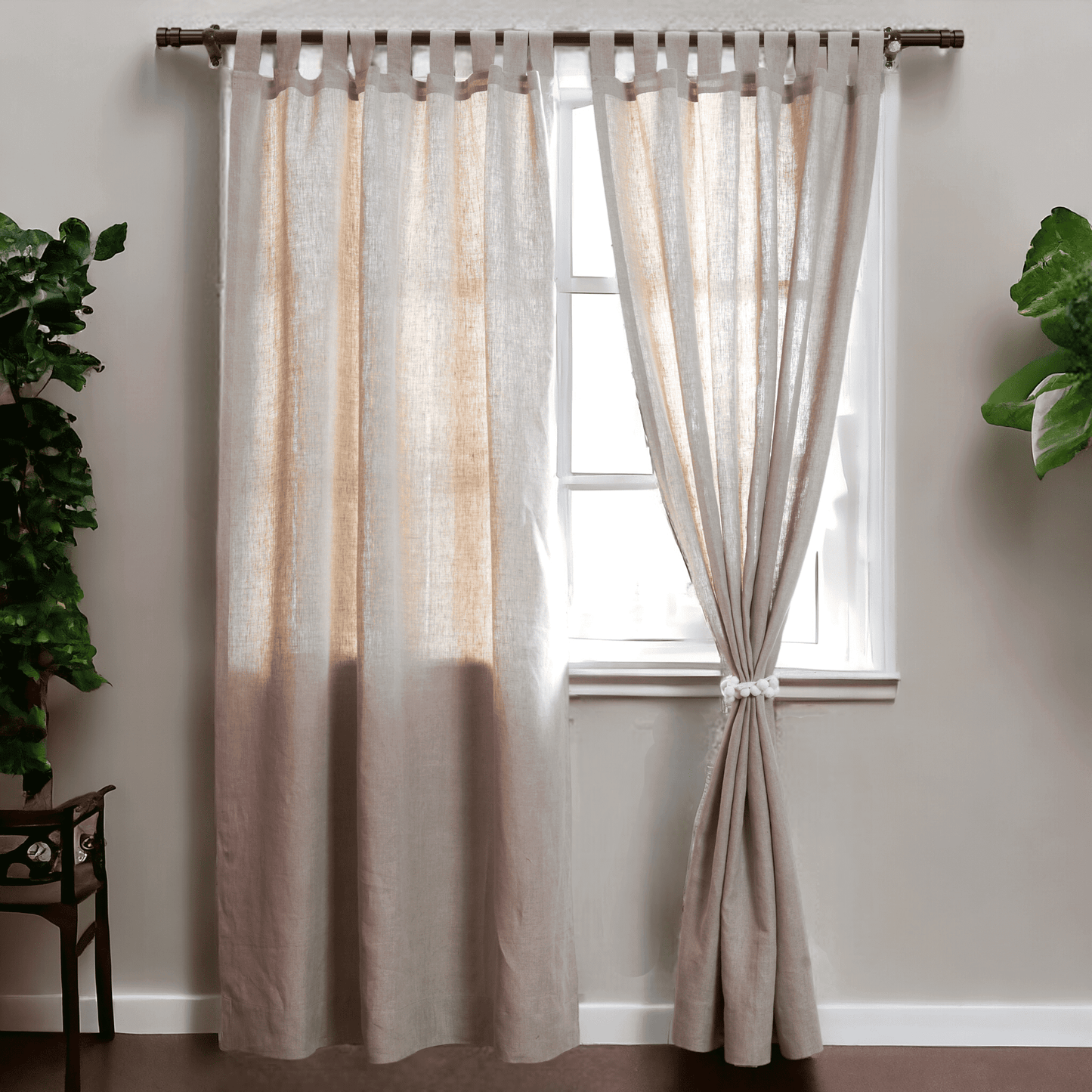 Natural colour pure LINEN curtain Panel, sizes available