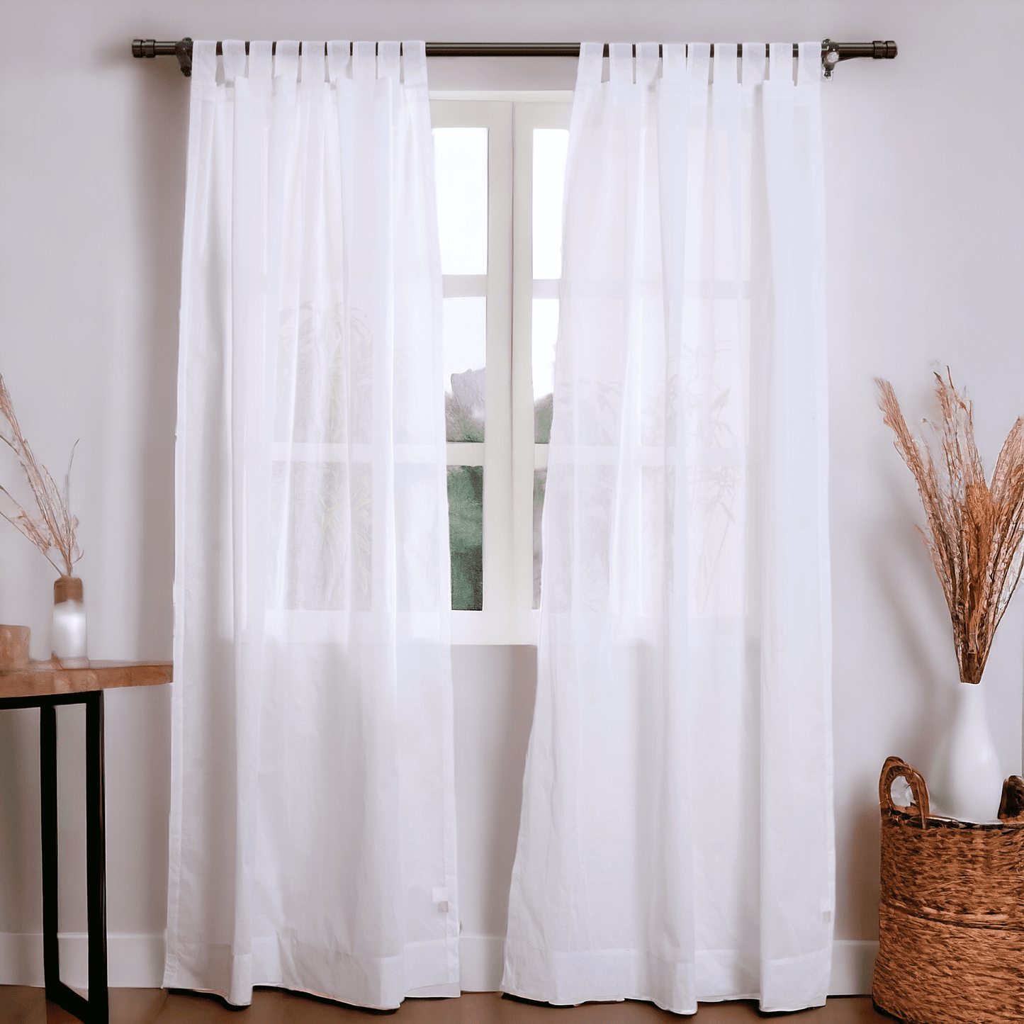 Curtain, white sheer cotton organdy, window panel, home decor, sizes available