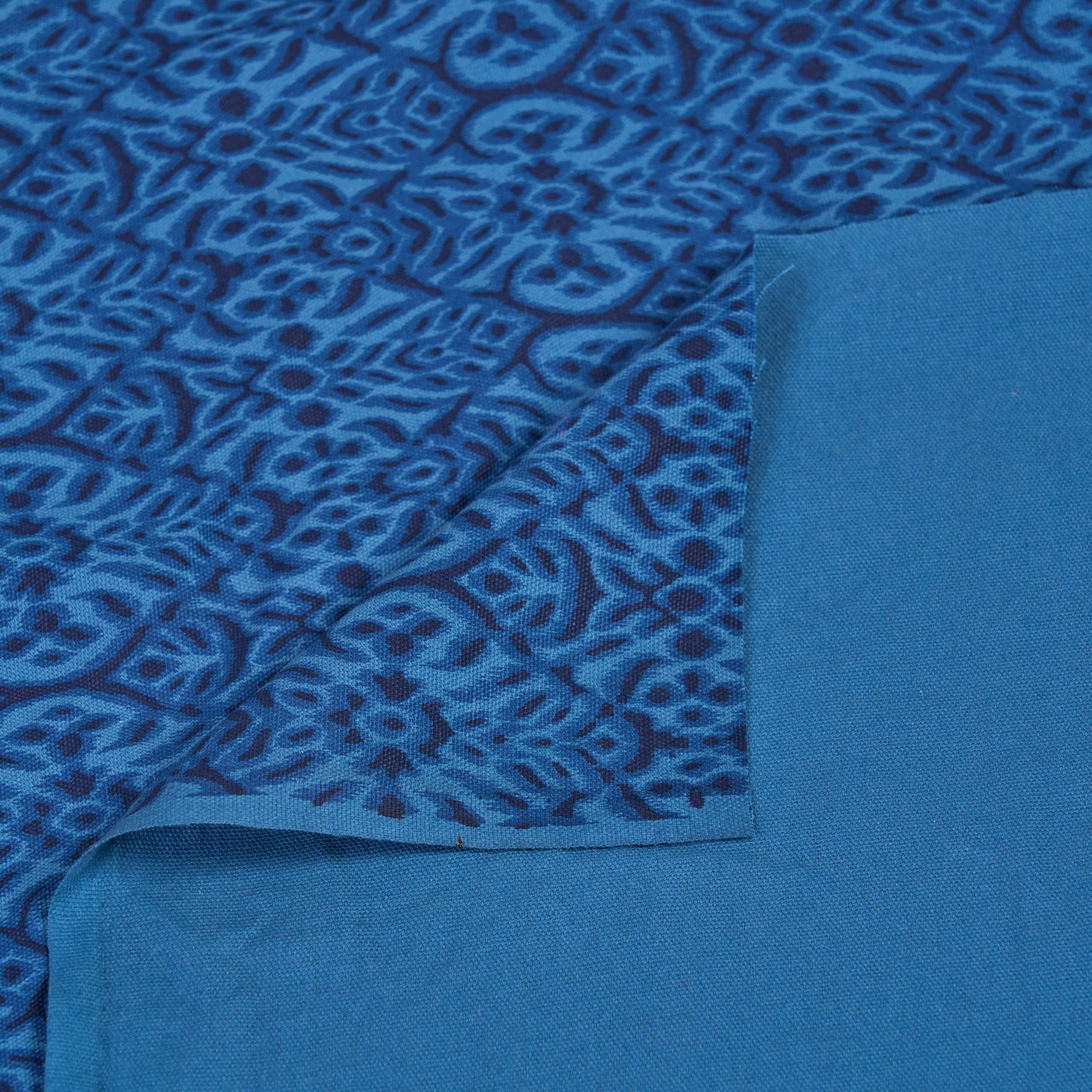 IKAT - Dark Blue color printed fabric, geometrical pattern, 100% cotton duck, by the metre, 58" width - Vliving