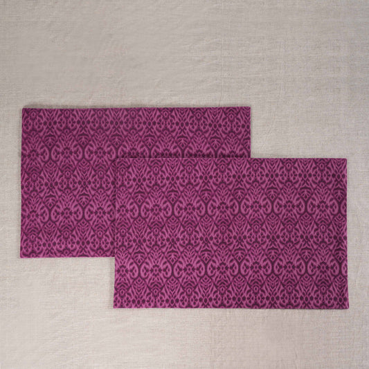 Ikat Print Plum Cotton Duck Placemats – Sets of 2, 4 & 6