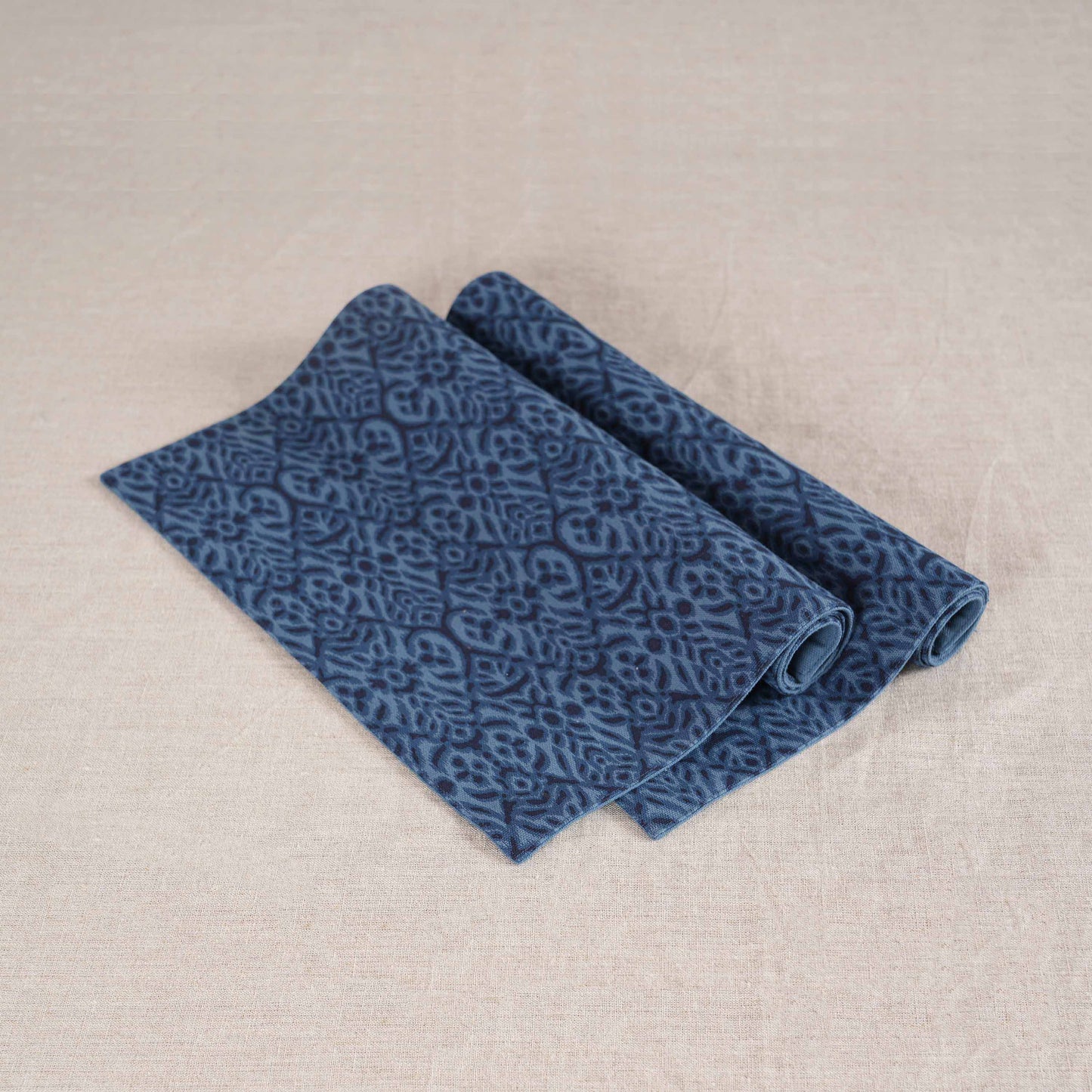 Ikat Print Indigo Blue Cotton Duck Placemats – Sets of 2, 4 & 6