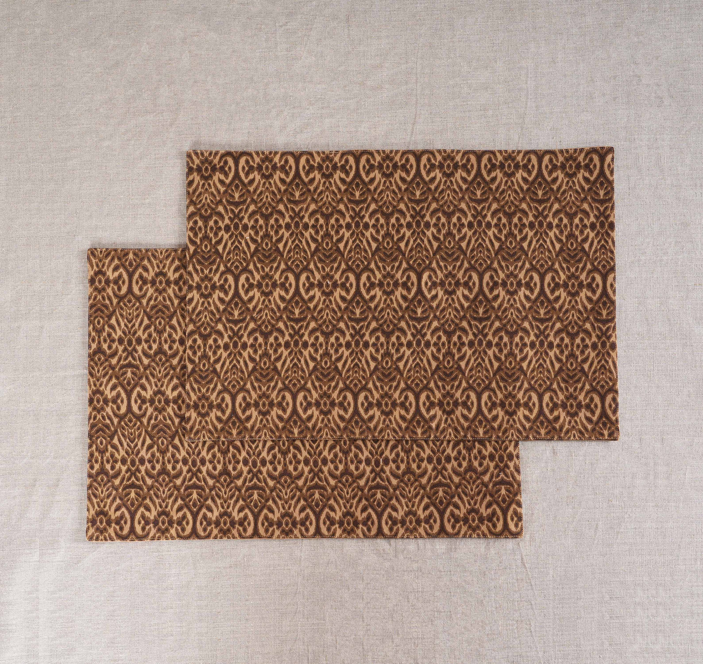 Ikat Print Beige Cotton Duck Placemats – Sets of 2, 4 & 6