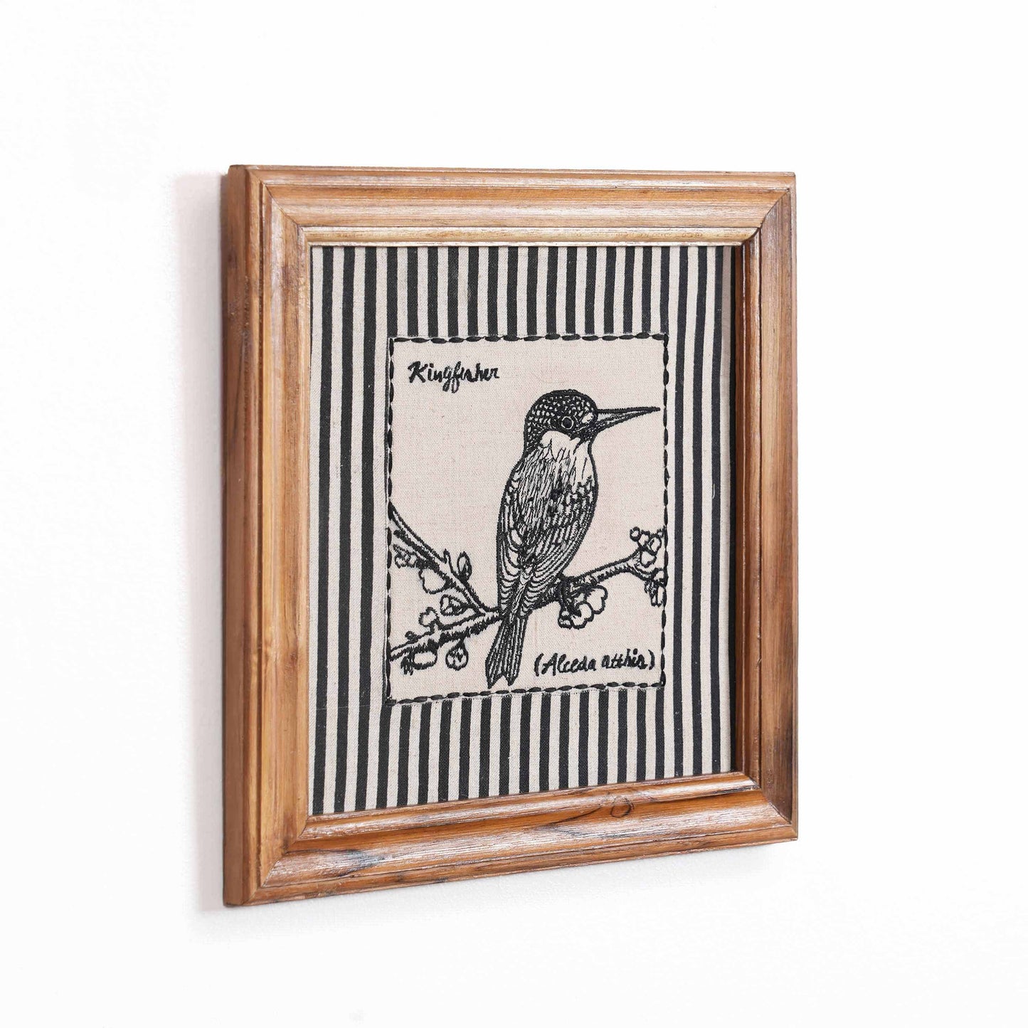 BOTANICAL - KINGFISHER wall art with teak wooden frame, 12X12 inches