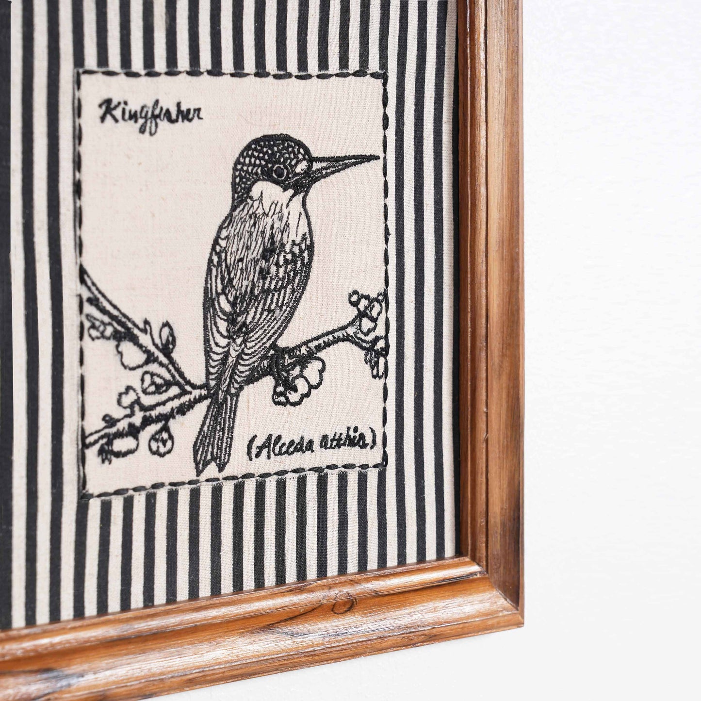 BOTANICAL - KINGFISHER wall art with teak wooden frame, 12X12 inches