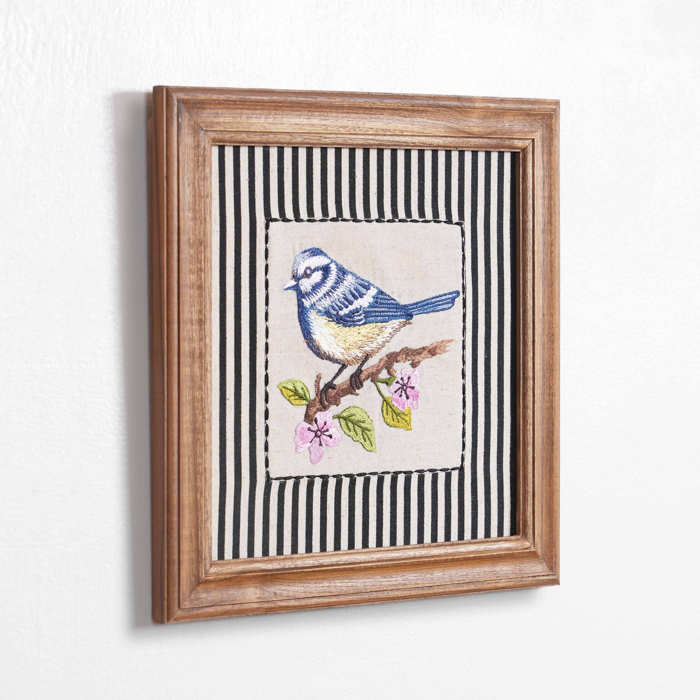 BOTANICAL - BLUE BIRD wall art with teak wooden frame, 12X12 inches