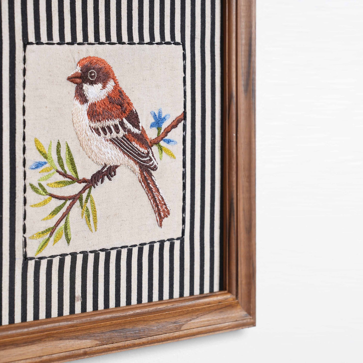 BOTANICAL - BROWN BIRD wall art with teak wooden frame, 12X12 inches