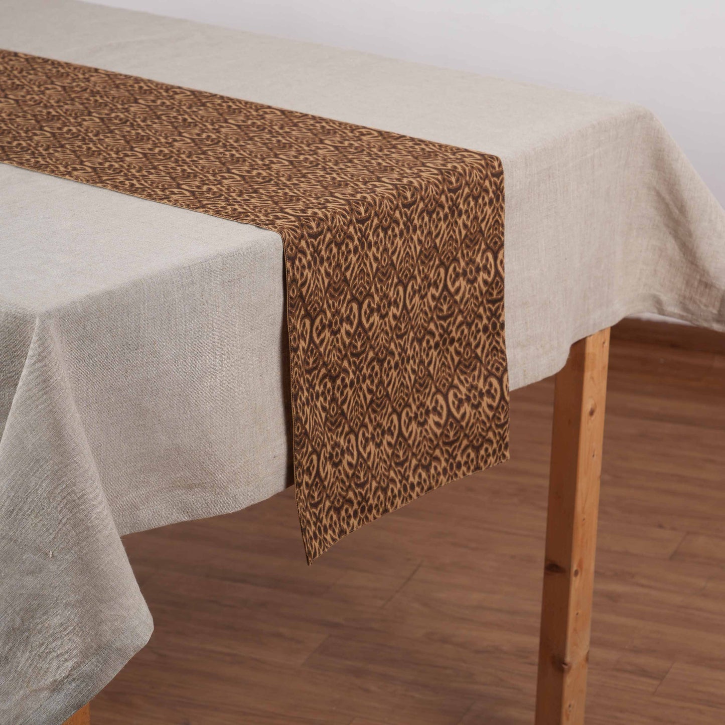 Ikat Print Beige Blue Cotton Duck Table Runner – Sizes available