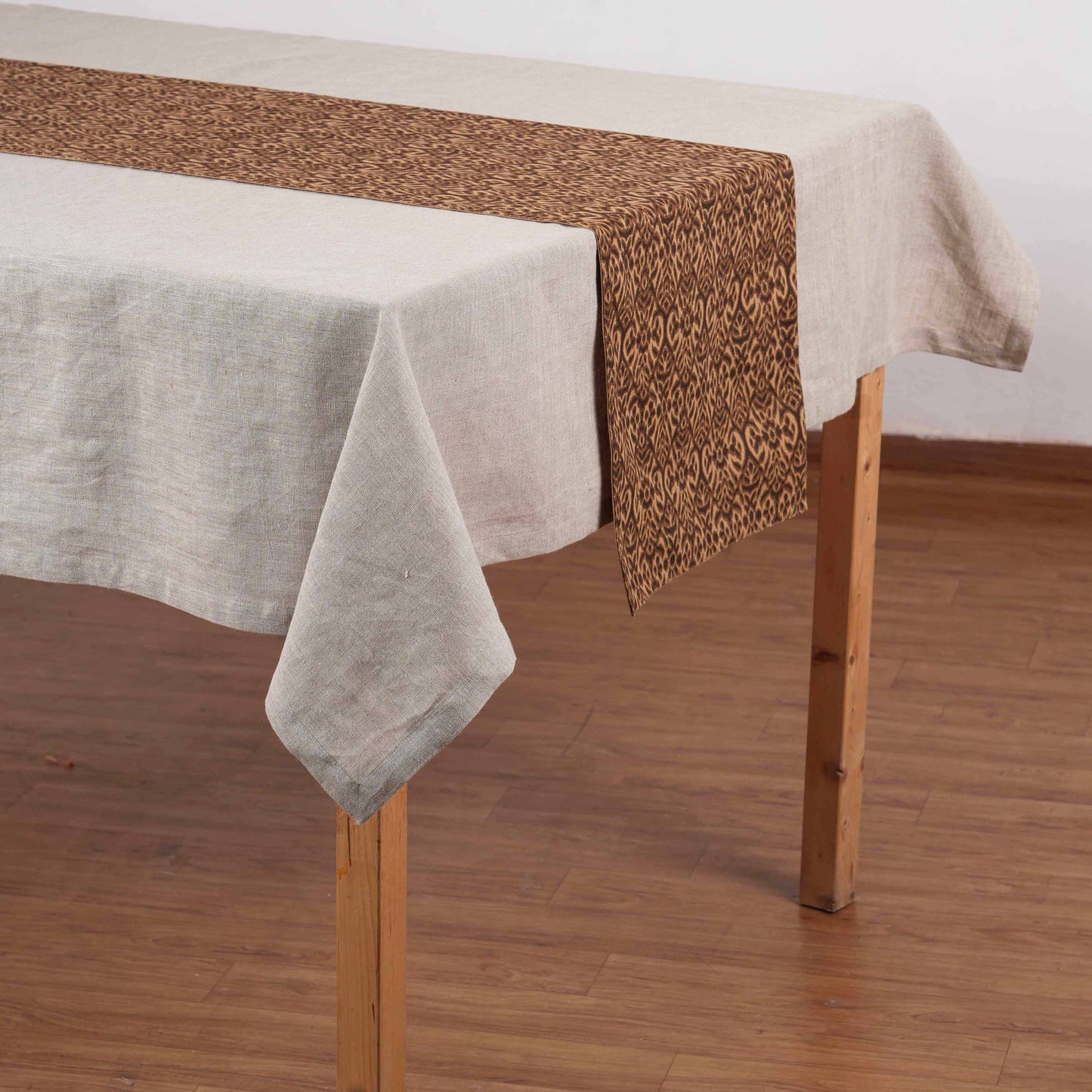 Ikat Print Beige Blue Cotton Duck Table Runner – Sizes available