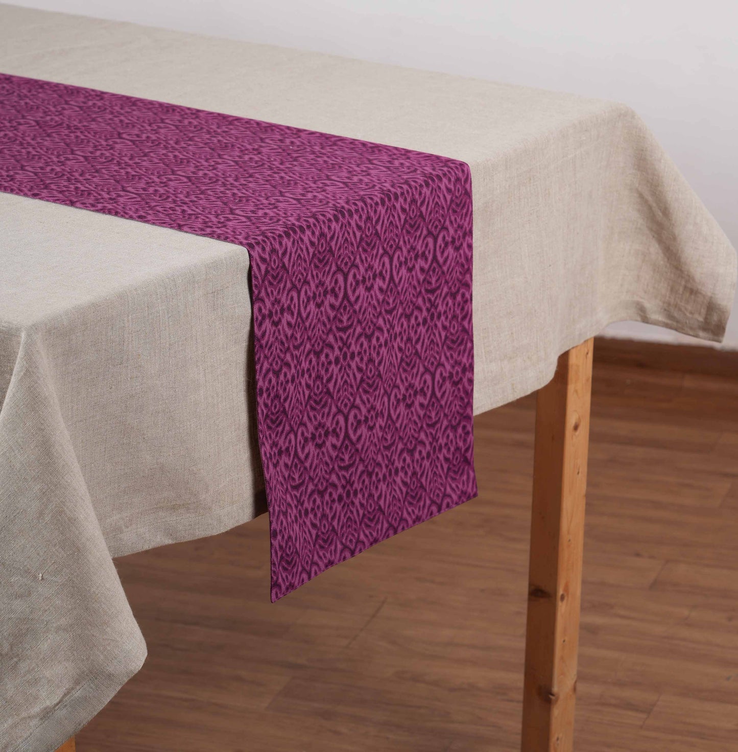 Ikat Print Plum Blue Cotton Duck Table Runner – Sizes available