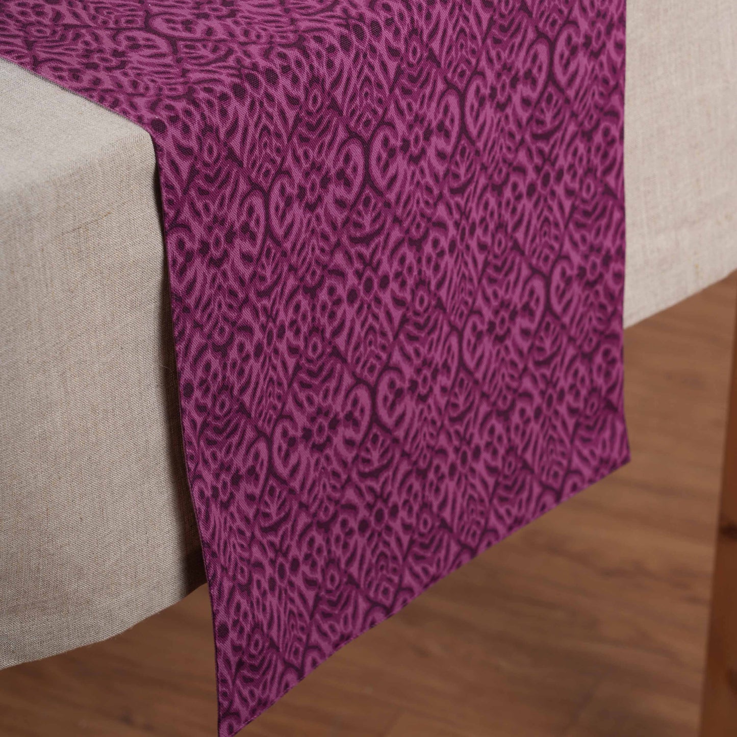Ikat Print Plum Blue Cotton Duck Table Runner – Sizes available