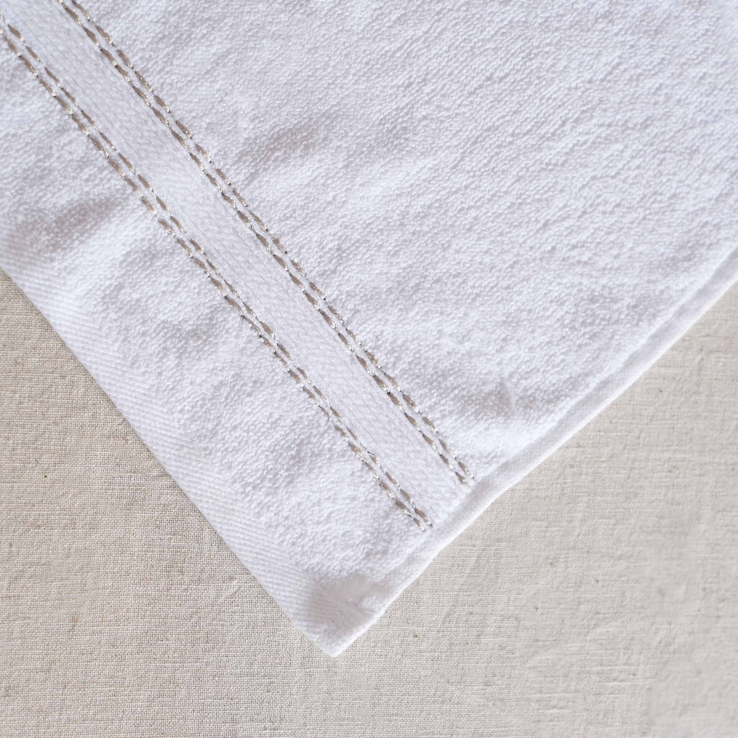 Luxury Monogrammed Organic Cotton Towel Set – 4 Piece | Customizable with Linen Appliqué & Embroidery