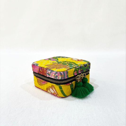 Kantha Yellow Square Jewellery Box