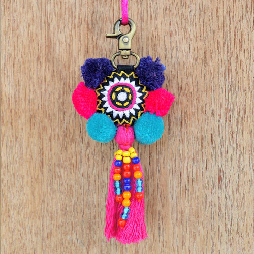 Multicolor tassel, handmade, boho bag charm, tribal, bohemian, moroccan size 5" or 12.5 cms