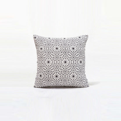 Moroccan pillow cover, printed cotton, black and white