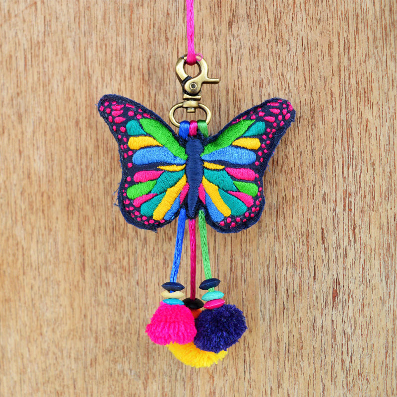 Multicolor butterfly tassel, handmade, boho bag charm, tribal, bohemian, moroccan size 5&quot; or 12.5 cms