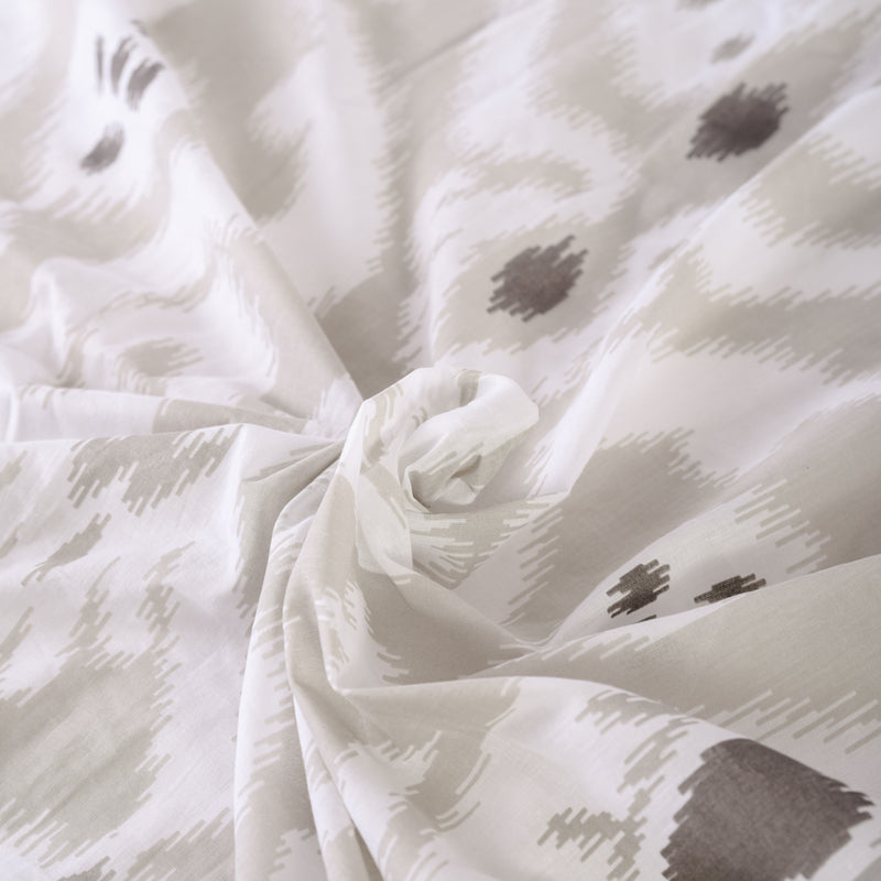 Grey Ikat print sheer fabric, ikat pattern cotton fabric