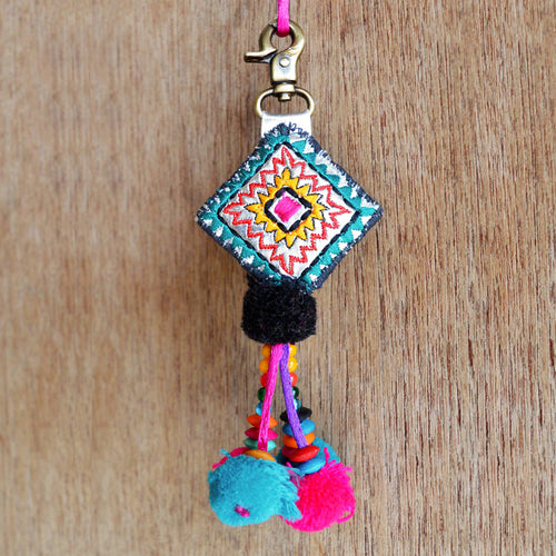 Multicolor tassel, handmade, boho bag charm, tribal, bohemian, moroccan size 5" or 12.5 cms