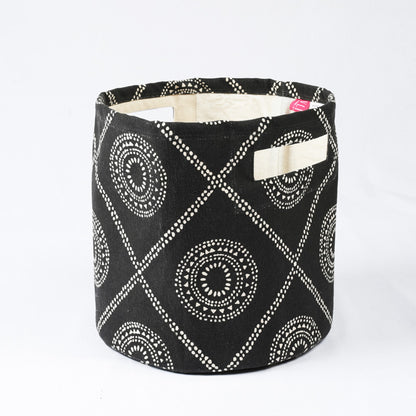 Canvas storage basket, hamong print in black and white, sizes available