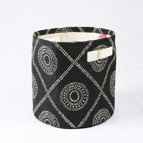 Canvas Storage Basket | Hamong Print | Black & White | Cotton Canvas