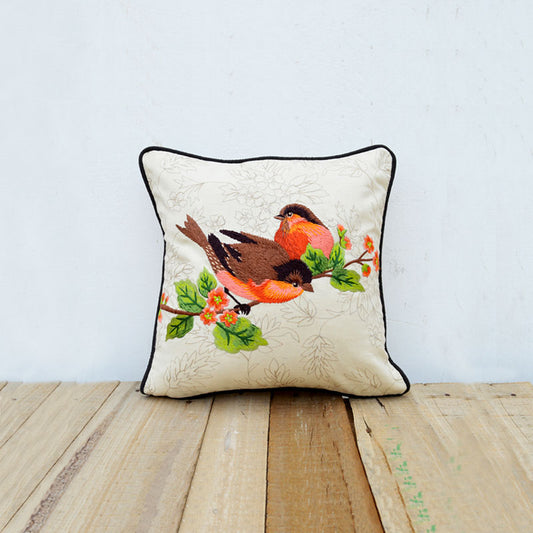 Love Birds pillow, embroidered, cotton throw pillow cover