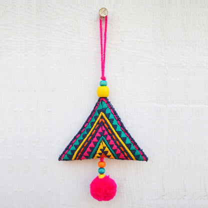 Multicolor triangle tassel, handmade, boho bag charm