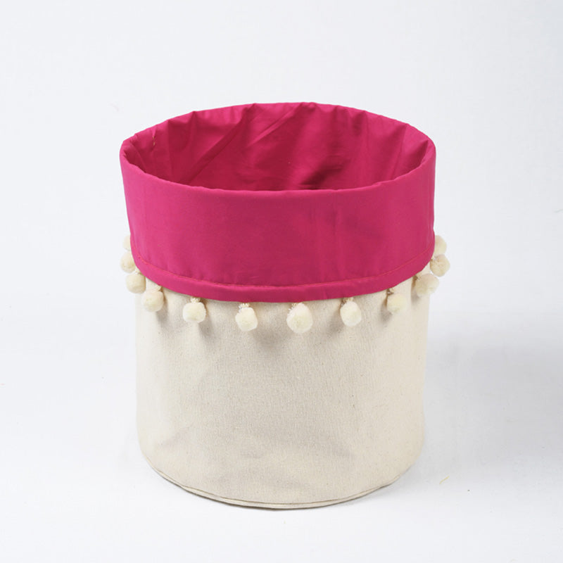Storage basket, cotton canvas fabric, pink, laundry hamper, boho bag, sizes available