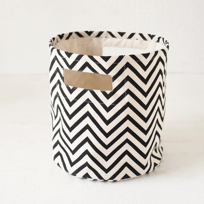 Canvas basket, chevron print, black and white, storage basket, fabric bin, sizes available