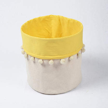 Storage basket, cotton canvas fabric, yellow, laundry hamper, boho bag, sizes available