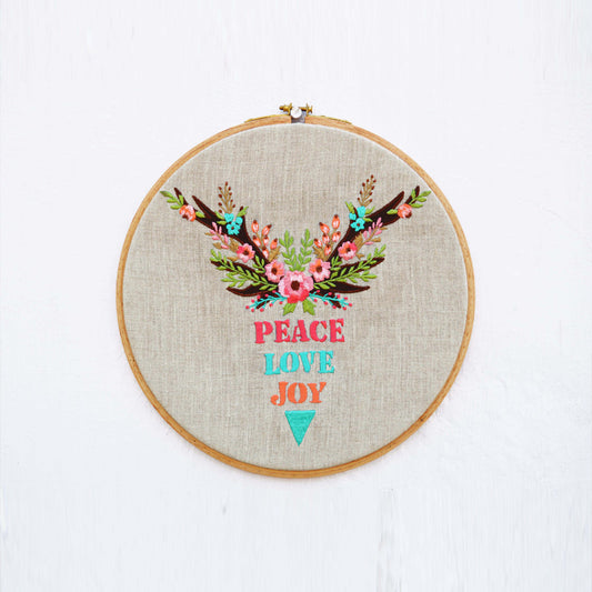 Christmas Embroidery Hoop, linen with multi colors, holiday gift, christmas words.