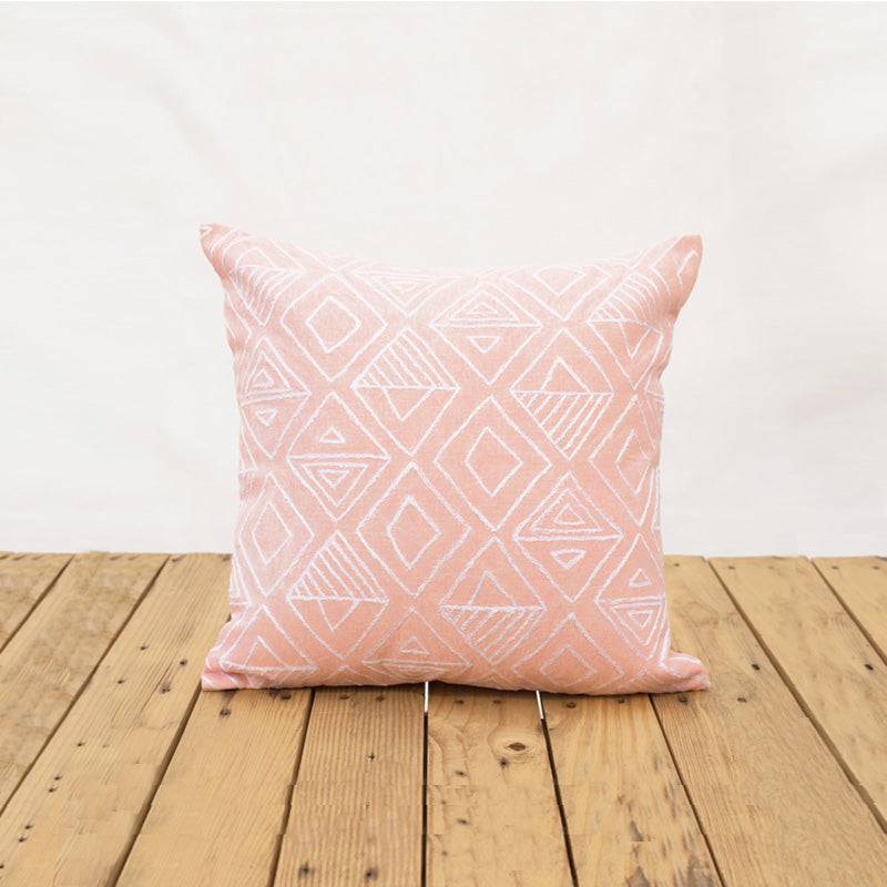 Chalkboard – bush pink pillow cover, aztec pattern embroidery