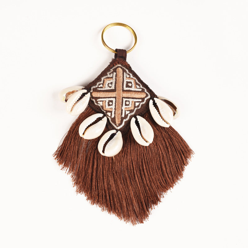 Tribal tassel, handmade, boho bag charm, gypsy charm, earth colours, size 5&quot; or 12.5 cms