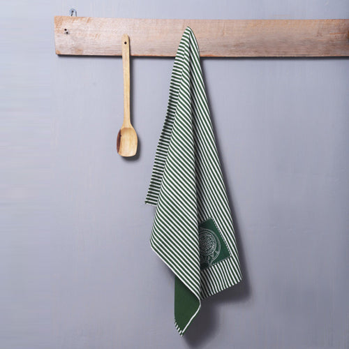 Green Kitchen Towel, stripe print, kalamkari, Indian ethnic, printed Tea Towel, 100% cotton, size 20X28 inches