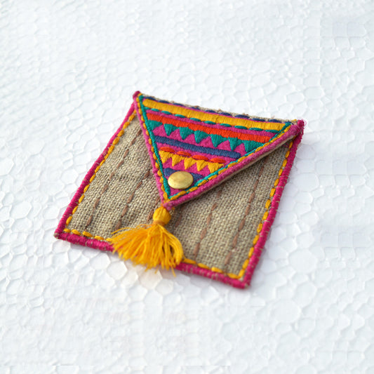 Pocket sqaure coin bag, wire holder, handmade, gift, bohemian, moroccan