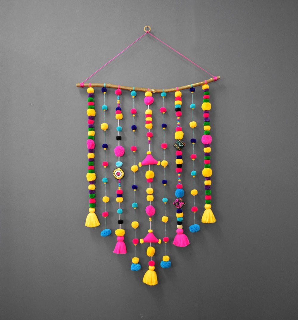 Wall art - tassel and Pompom garland wall hanging