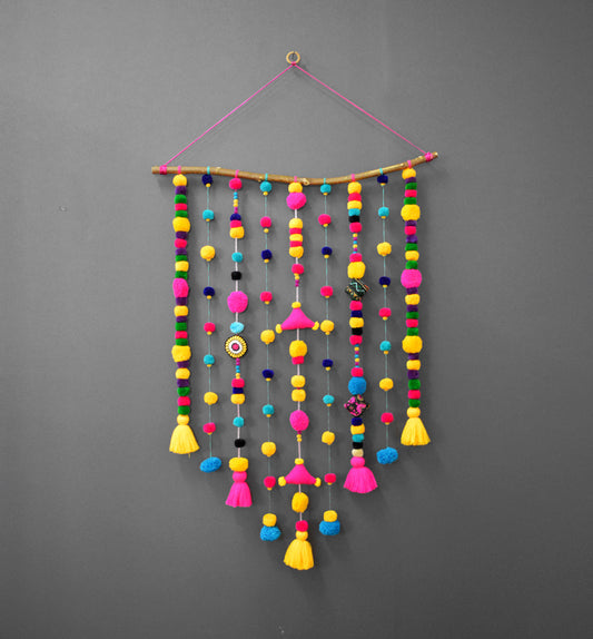 Wall art - tassel and Pompom garland wall hanging