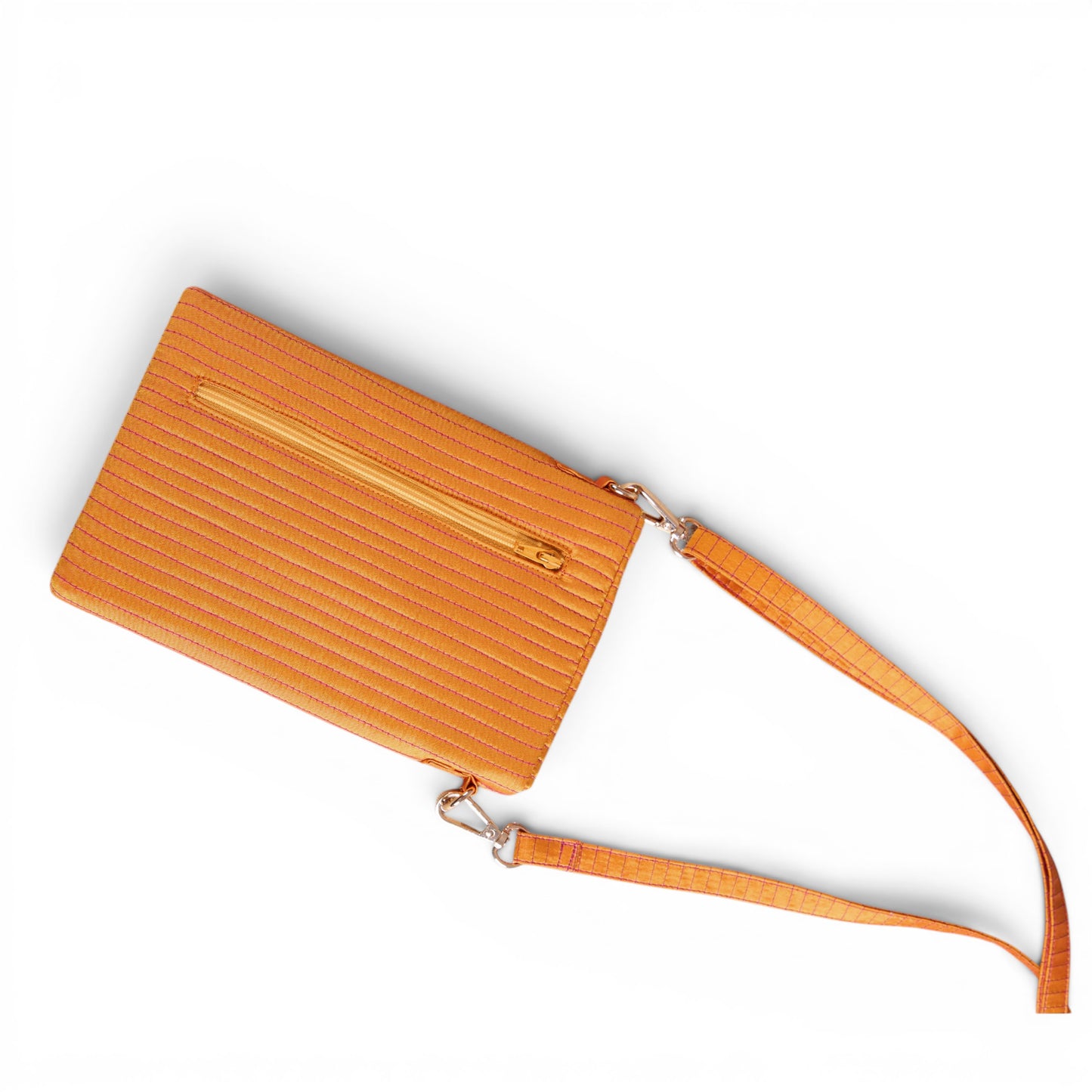 Tangerine Quilted Faux Silk Crossbody Small Sling Bag – Adjustable Strap | 5X8 inches
