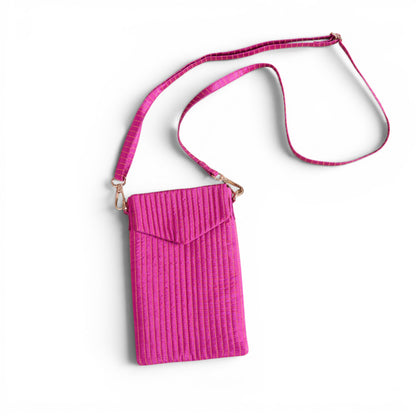 Hot Pink Quilted Faux Silk Crossbody Small Sling Bag – Adjustable Strap | 5X8 inches