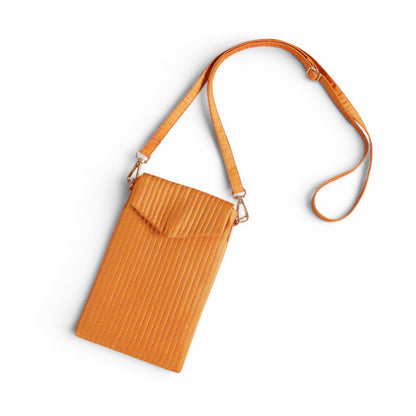 Tangerine Quilted Faux Silk Crossbody Small Sling Bag – Adjustable Strap | 5X8 inches