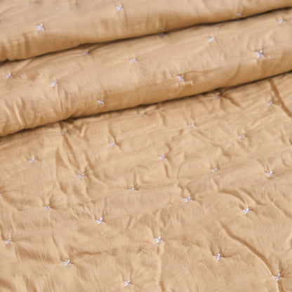 Beige 300TC Fine Cotton Quilt – Diamond Pattern Tuck Quilting