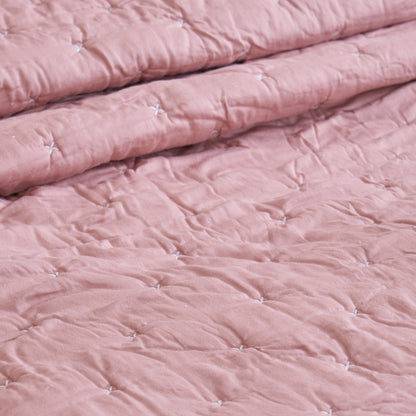 Old Rose 300TC Fine Cotton Quilt – Diamond Pattern Tuck Quilting