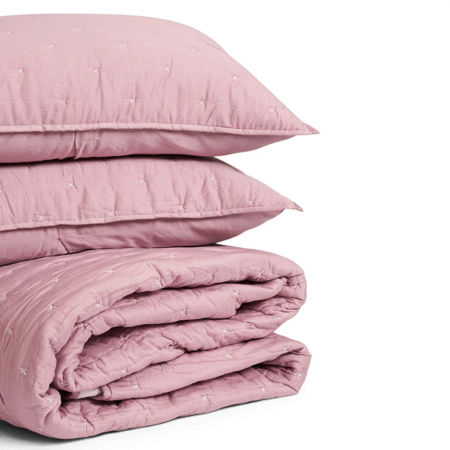 Old Rose 300TC Fine Cotton Quilted Bed Set – Diamond Pattern Tuck Quilting